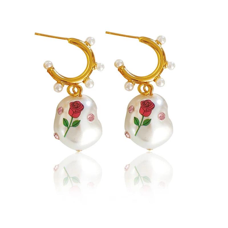 Vintage Flower Drop Earrings Women Party