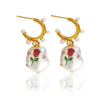 Vintage Flower Drop Earrings Women Party