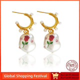 Vintage Flower Drop Earrings Women Party