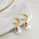 Vintage Flower Drop Earrings Women Party