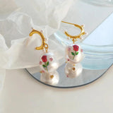 Vintage Flower Drop Earrings Women Party
