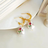 Vintage Flower Drop Earrings Women Party