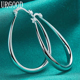 925 Silver Smooth U Circle Hoop Earrings Wedding Jewelry Gift