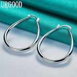 925 Silver Smooth U Circle Hoop Earrings Wedding Jewelry Gift