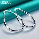 925 Silver Smooth U Circle Hoop Earrings Wedding Jewelry Gift