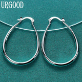 925 Silver Smooth U Circle Hoop Earrings Wedding Jewelry Gift
