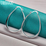 925 Silver Smooth U Circle Hoop Earrings Wedding Jewelry Gift