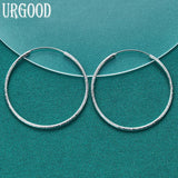 925 Silver Frosted Hoop Earrings Women Party Wedding Jewelry