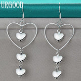 925 Silver Love Heart Drop Earrings for Women Wedding Jewelry