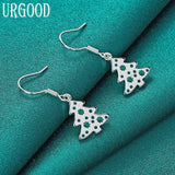 925 Silver Christmas Tree Drop Earrings Women Party Wedding Jewelry