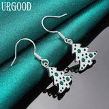 925 Silver Christmas Tree Drop Earrings Women Party Wedding Jewelry