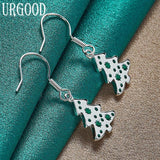 925 Silver Christmas Tree Drop Earrings Women Party Wedding Jewelry