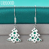 925 Silver Christmas Tree Drop Earrings Women Party Wedding Jewelry