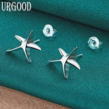 925 Silver Starfish Stud Earrings Women Party Wedding Jewelry Gift
