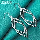 925 Silver Geometric Twist Drop Earrings For Women Party