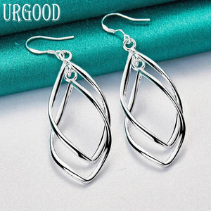 925 Silver Geometric Twist Drop Earrings For Women Party