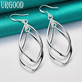 925 Silver Geometric Twist Drop Earrings For Women Party