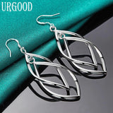 925 Silver Geometric Twist Drop Earrings For Women Party