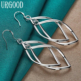 925 Silver Geometric Twist Drop Earrings For Women Party
