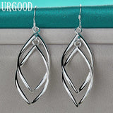 925 Silver Geometric Twist Drop Earrings For Women Party