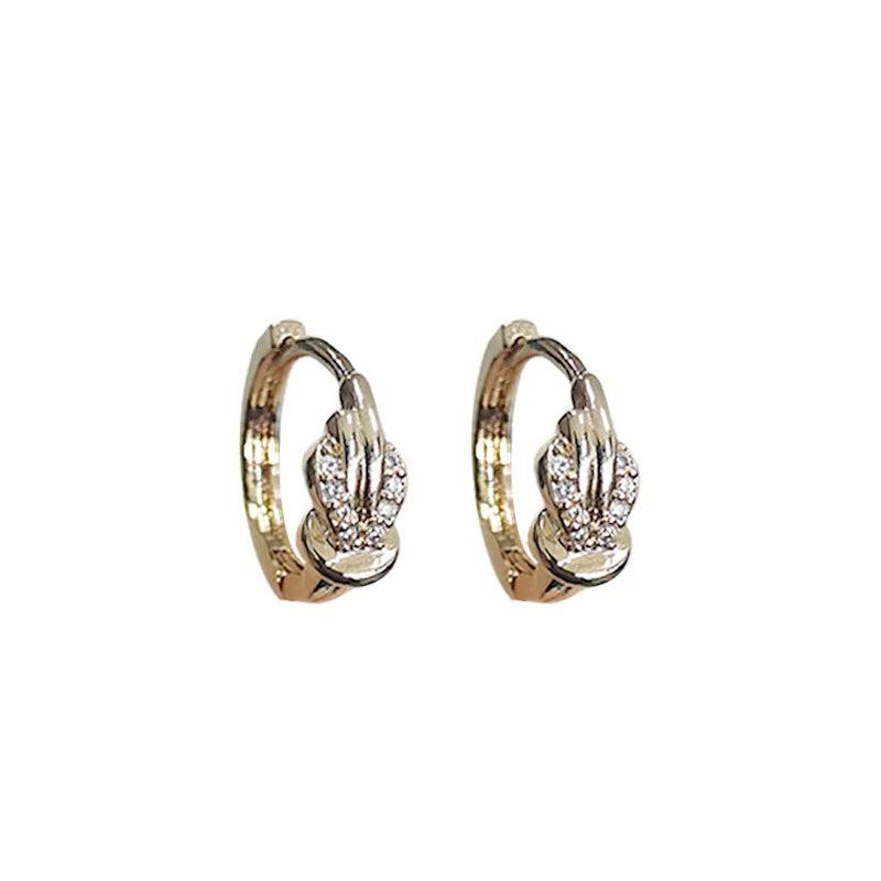 925 Silver Champagne Hoop Earrings Zircon Knot Nail Women Party Accessory