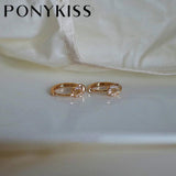 925 Silver Champagne Hoop Earrings Zircon Knot Nail Women Party Accessory