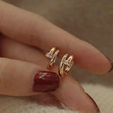 925 Silver Champagne Hoop Earrings Zircon Knot Nail Women Party Accessory