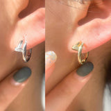 925 Silver Champagne Hoop Earrings Zircon Knot Nail Women Party Accessory