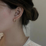 925 Silver Champagne Hoop Earrings Zircon Knot Nail Women Party Accessory