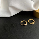 925 Silver Champagne Hoop Earrings Zircon Knot Nail Women Party Accessory
