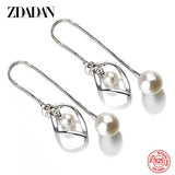 925 Silver Twist Pearls Chain Dangle Earrings Wedding Jewelry Gift