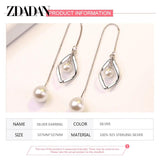 925 Silver Twist Pearls Chain Dangle Earrings Wedding Jewelry Gift
