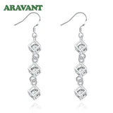 925 Silver Cube Long Earring Women Fine Jewelry
