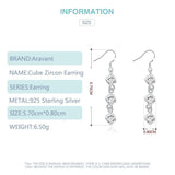 925 Silver Cube Long Earring Women Fine Jewelry