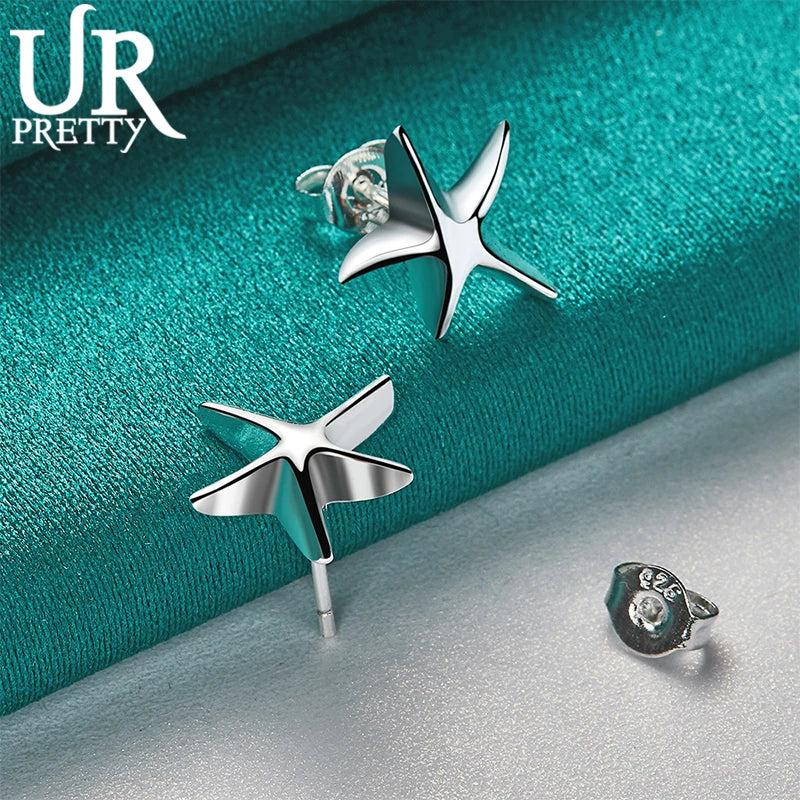 925 Silver Starfish Stud Earring Women Wedding Jewelry