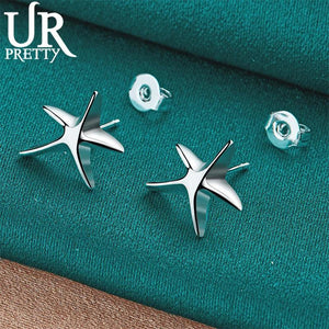 925 Silver Starfish Stud Earring Women Wedding Jewelry