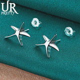 925 Silver Starfish Stud Earring Women Wedding Jewelry
