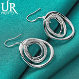 925 Silver Three Circles Drop Earrings Party Wedding Charm Jewelry