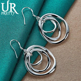 925 Silver Three Circles Drop Earrings Party Wedding Charm Jewelry