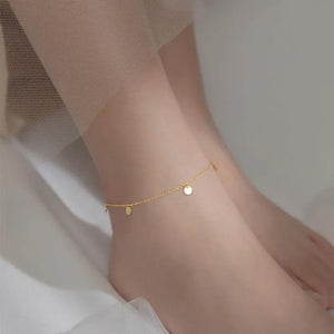 925 Sterling Silver Minimalist Disc Cross Link Chain Anklet for Women Girl