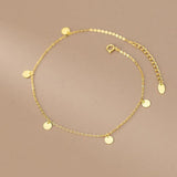 925 Sterling Silver Minimalist Disc Cross Link Chain Anklet for Women Girl