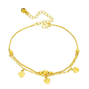 OMHXFC JB03 Two Layer Hearts Lucky Beads Anklet