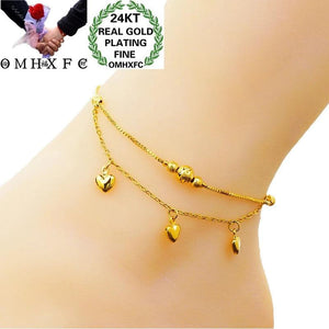 OMHXFC JB03 Two Layer Hearts Lucky Beads Anklet