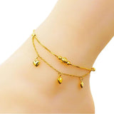 OMHXFC JB03 Two Layer Hearts Lucky Beads Anklet