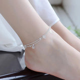 925 Sterling Silver Double Layer Anklet Lucky Clover Pendant Bracelet