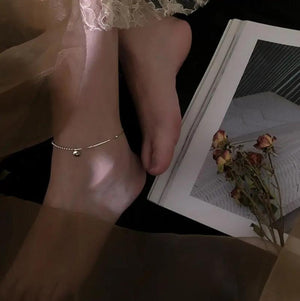 925 Silver Disc Anklets Lucky Beads for Women Gift DG0122