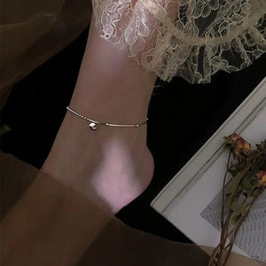 925 Silver Disc Anklets Lucky Beads for Women Gift DG0122