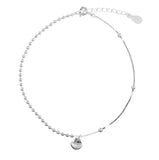 925 Silver Disc Anklets Lucky Beads for Women Gift DG0122