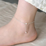 Freshwater Pearl 925 Sterling Silver Anklet for Women
