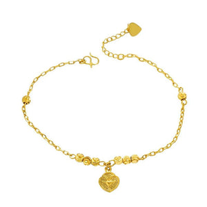 OMHXFC JB19 Heart Charm Lucky Beads Beach Anklet